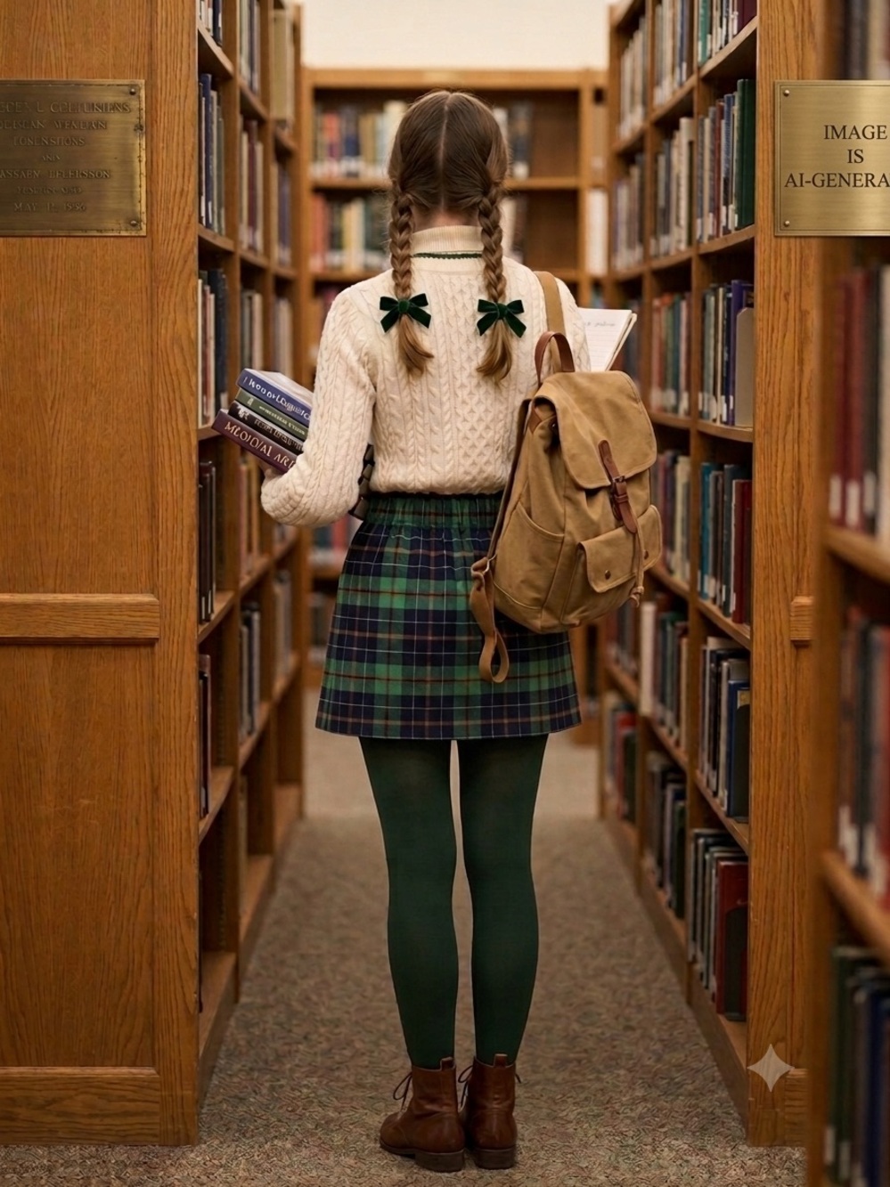 Green Plaid Elastic-Waist Mini Skirt